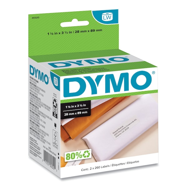 Dymo Address Label, 260/Roll, White, PK2 30320 - main